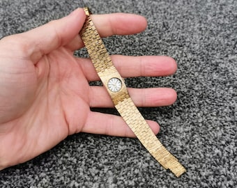 Vintage Bentley Swiss Made Watch, 17 Jewels, Tiny Dial, Gold-Plated Bracelet, Retro Jewellery Gift Idea