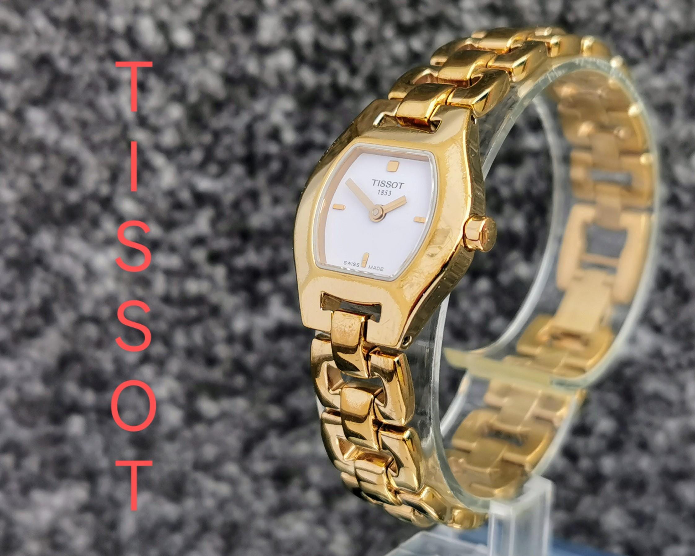Tissot Swiss Made Quartz Watch, White Cushion Dial, Gold-plated