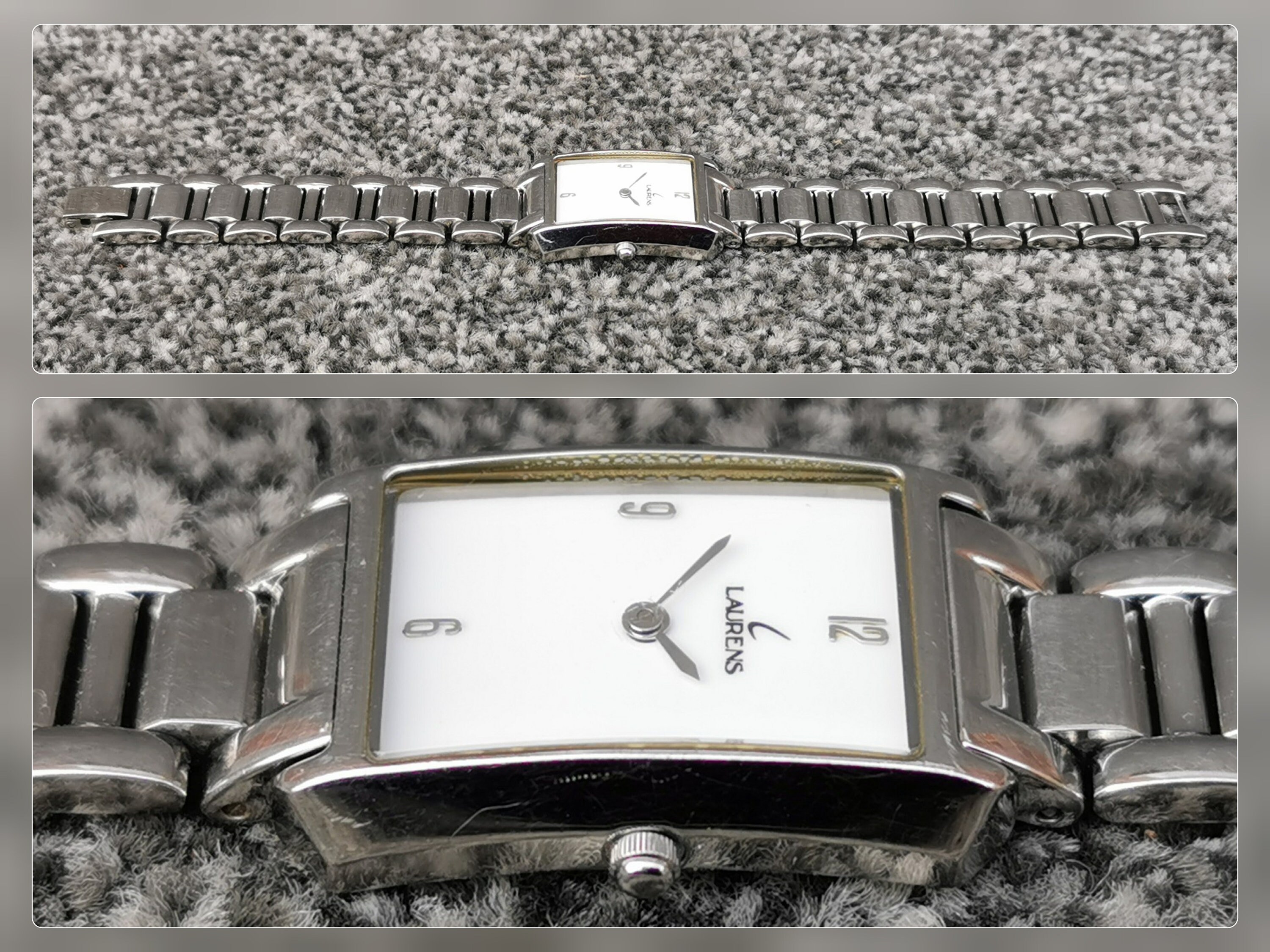 Orologio Laurens quadrante bianco perla rettangolare, bracciale in acciaio  inossidabile, giorno sera - Etsy Italia