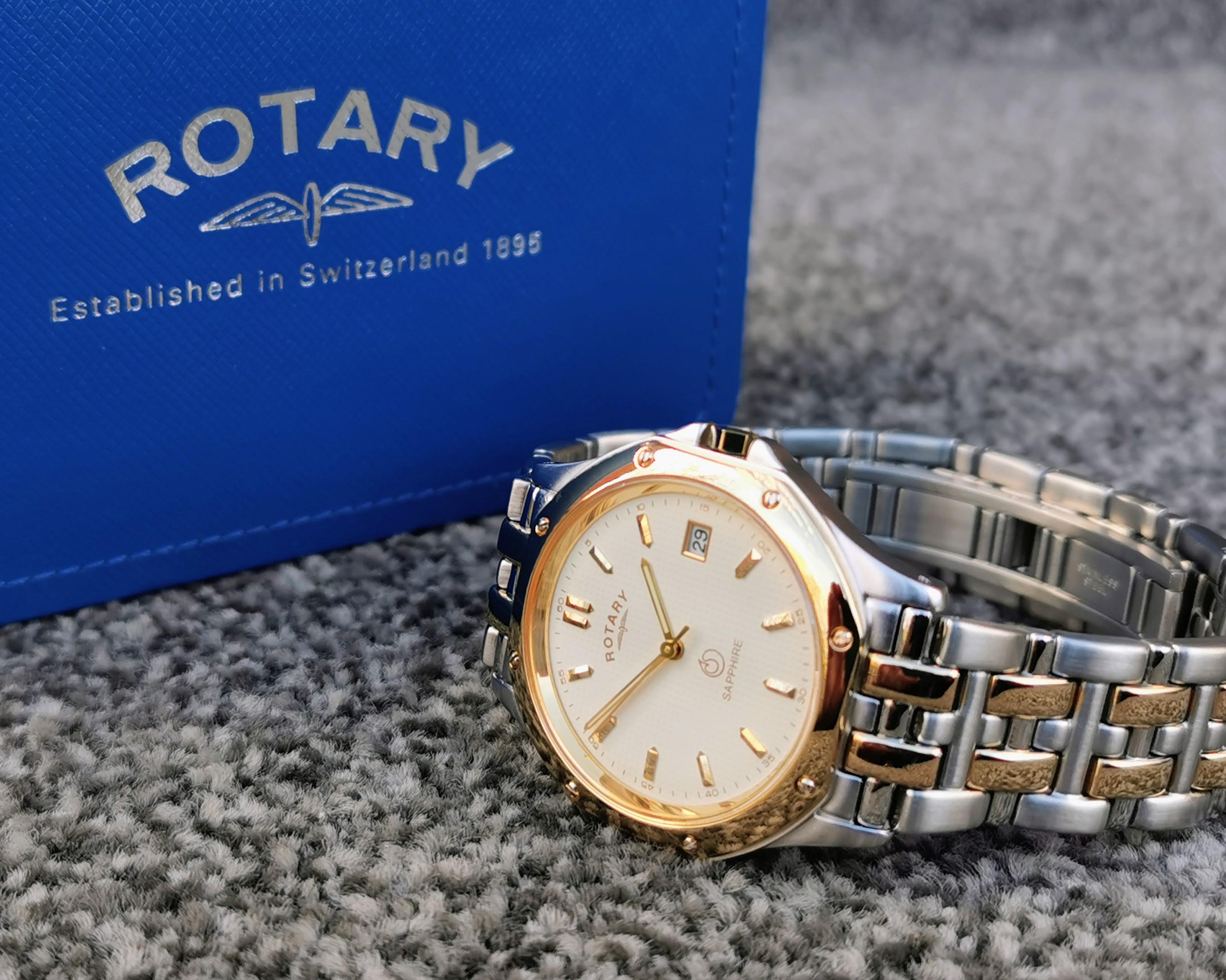 1999 Rotary MONZA Watch, Sapphire Crystal, Luminous Hands, Date