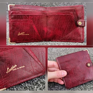 English Leon Jessel Retro Bambi Calf Leather Notecase Wallet Red Art Deco Design, Nice Product