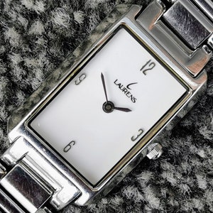Laurens Watch White Pearl Rectangular Dial, Stainless Steel Bracelet, Day Evening