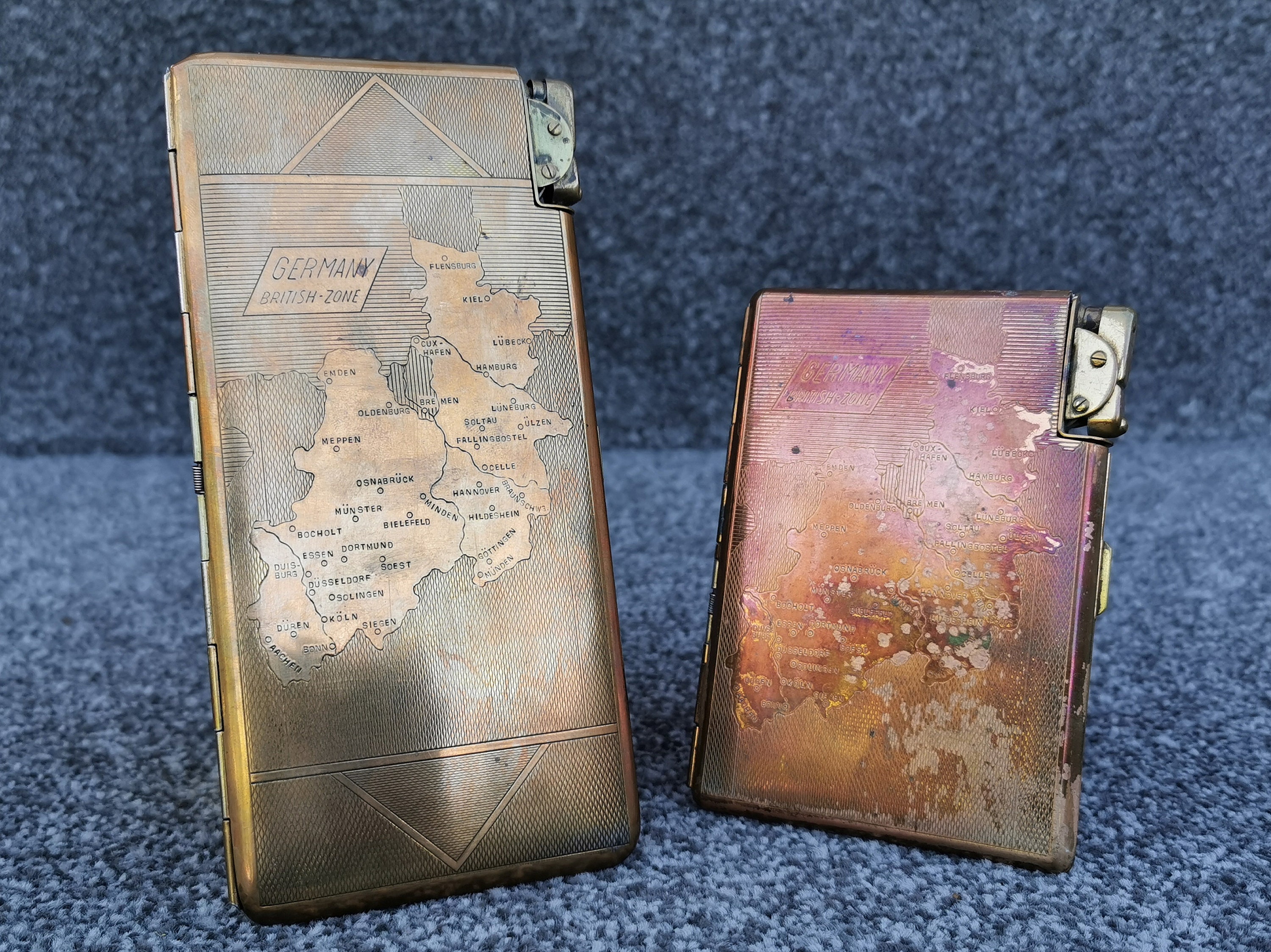 1950's WWII Germany British Zone Brass Cigarette Case