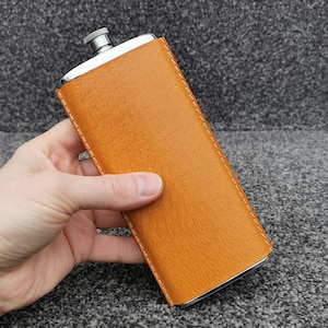 Viking 5oz Hip Flask Leather Bound Stainless Steel, Screw Cap , Made In England