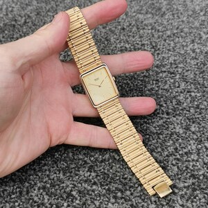 1994 Vintage Seiko Quartz Tank Watch, Stripe Dial, Gold-plated