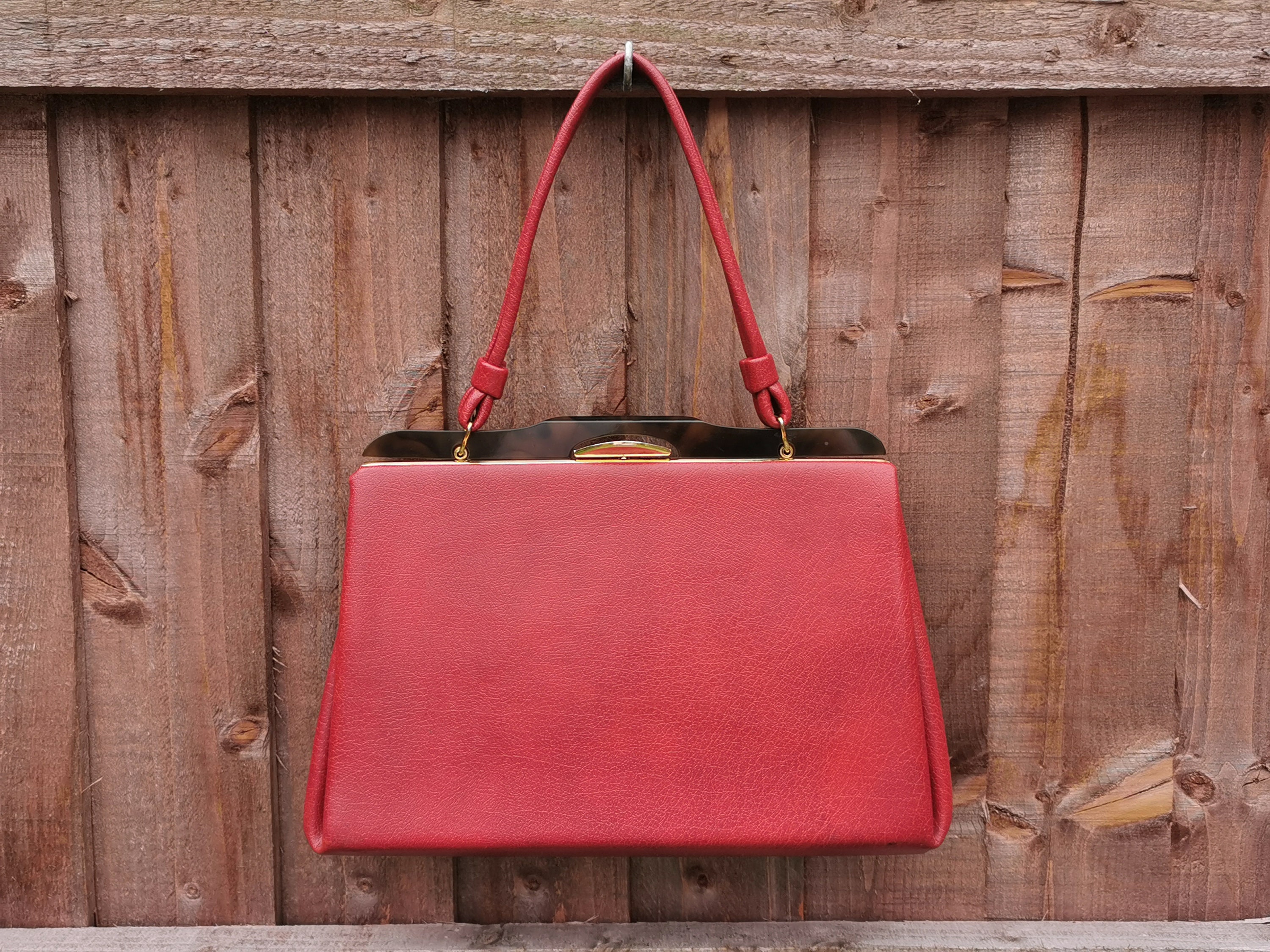 1960 s Elbief England Vintage Terracotta Leather Faux
