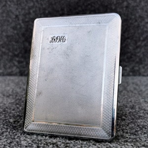 Vintage metalen sigaretten- of kaartendoosje van EMU Sylva Chrome, patroon gedraaide motor