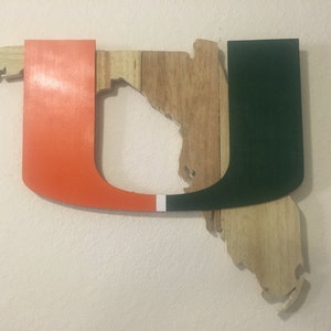 Miami Hurricanes, Wall, Art Decor, Wood Art, Wall Decor