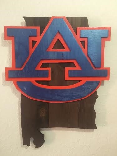 NCAA Auburn 12" Circle With State And Team Logo Wood Sign