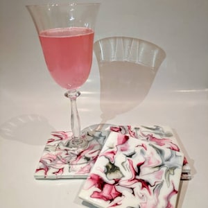 Luxury coaster set of four, drink coasters,  fluid art coaster, housewarming, birthday gift, housewares, drinkware