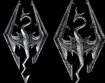 Skyrim Dragon Logo Embroidery cross stitch pattern, instant PDF download