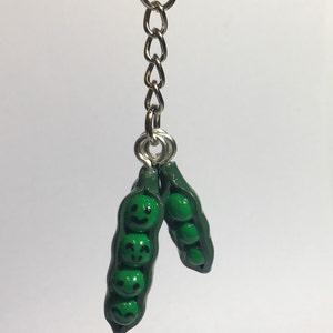 Catena chiave di Sweet Green Peas, catena chiave alimentare di Polymer Clay