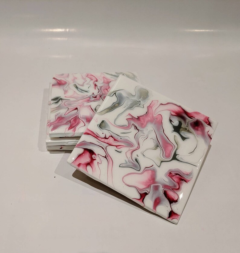 Luxury Coaster Set of Four Drink Coasters Fluid Art Coaster Etsy