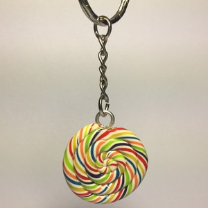Lollypop candy key chain, Polymer Clay food key chain