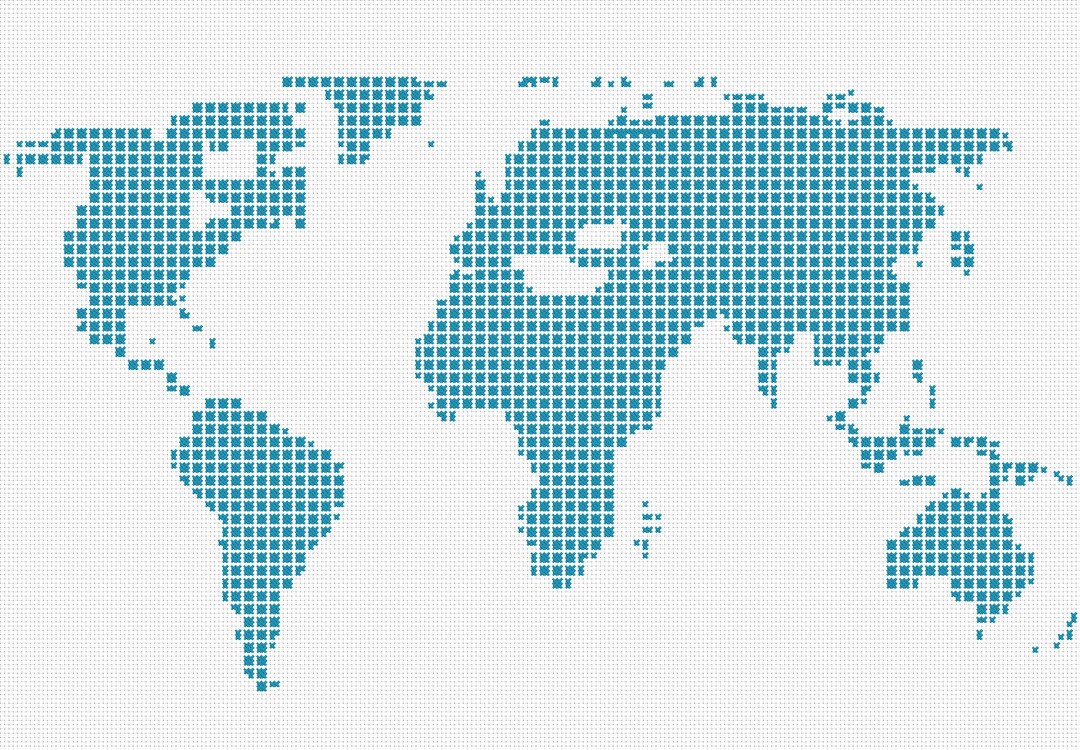 Embroidery Pattern - World Map Art, Cross Stitch PDF, Instant Download ...
