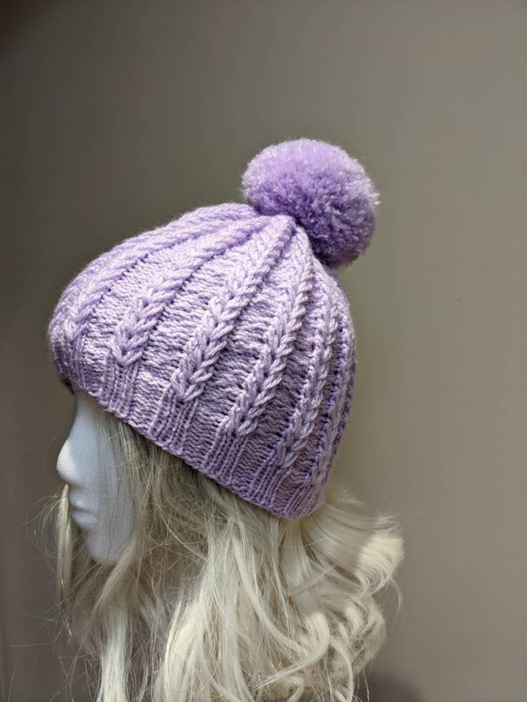 Handmade Lavender Cable Knit Women display picture 3