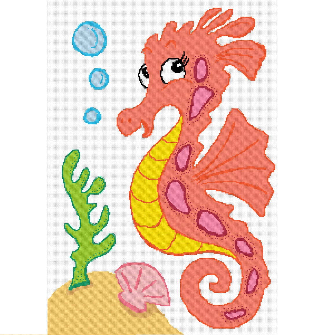 Embroidery Pattern Baby Seahorse Pattern Art, Cross Stitch PDF, Instant ...