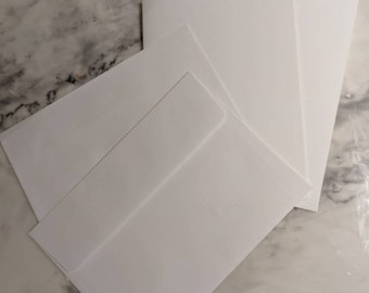 Set of 30 blank white premium heavyweight cards and envelopes, blank greeting cards