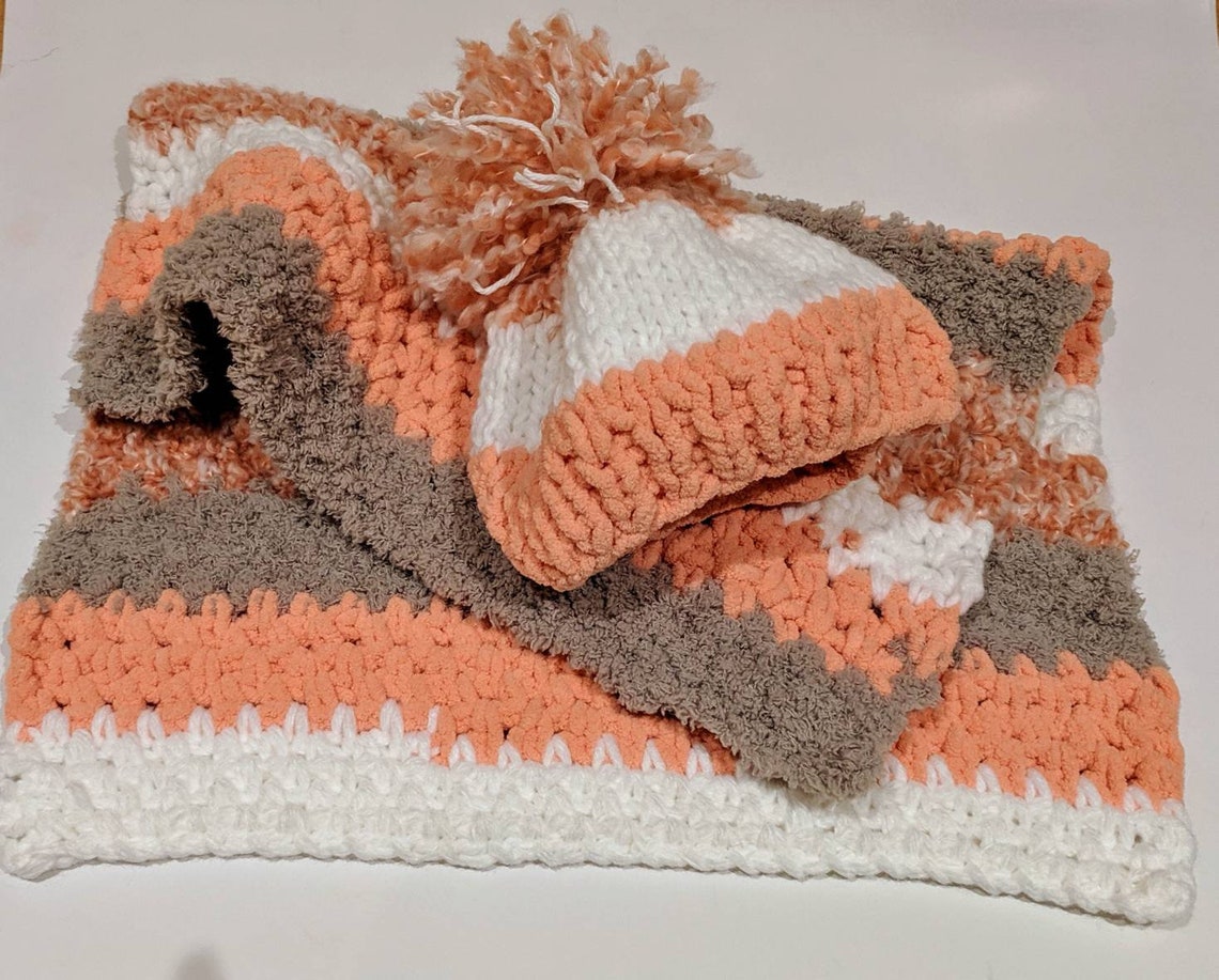 Newborn Baby Hat Blanket Set Baby Blanket Newborn Gift Etsy