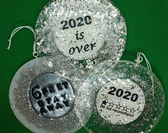 2020 over Social distance 6 feet funny Christmas ornaments coasters gift