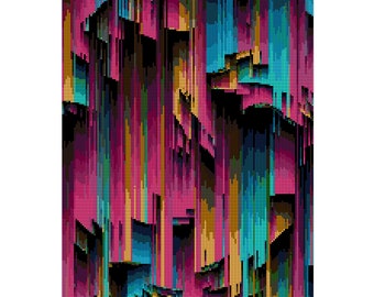 Embroidery pattern - Geometric Abstract art, cross stitch PDF, instant download