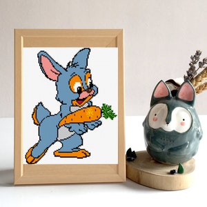 Embroidery pattern - Happy Rabbit, rabbit pattern pdf, cross stitch PDF, instant download