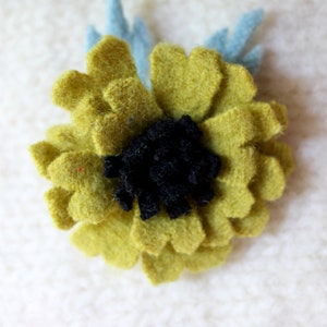 Groene Poppy Merino Bloem Pin Broche