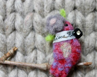 Multi Bird Needle Felted Pin, Multi Needle Felted Bird, Multi Bird Pin, Needle Felted Bird, Wool Bird Pin, Wool Bird Brooch, Multi Bird