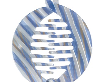 Round Blue Stripe Ponytail Holder Classic Fish Clip Girl Hair Clip Hair Clips Women Hair Clip Hair Clips Fish Clips Fish Hair Clips