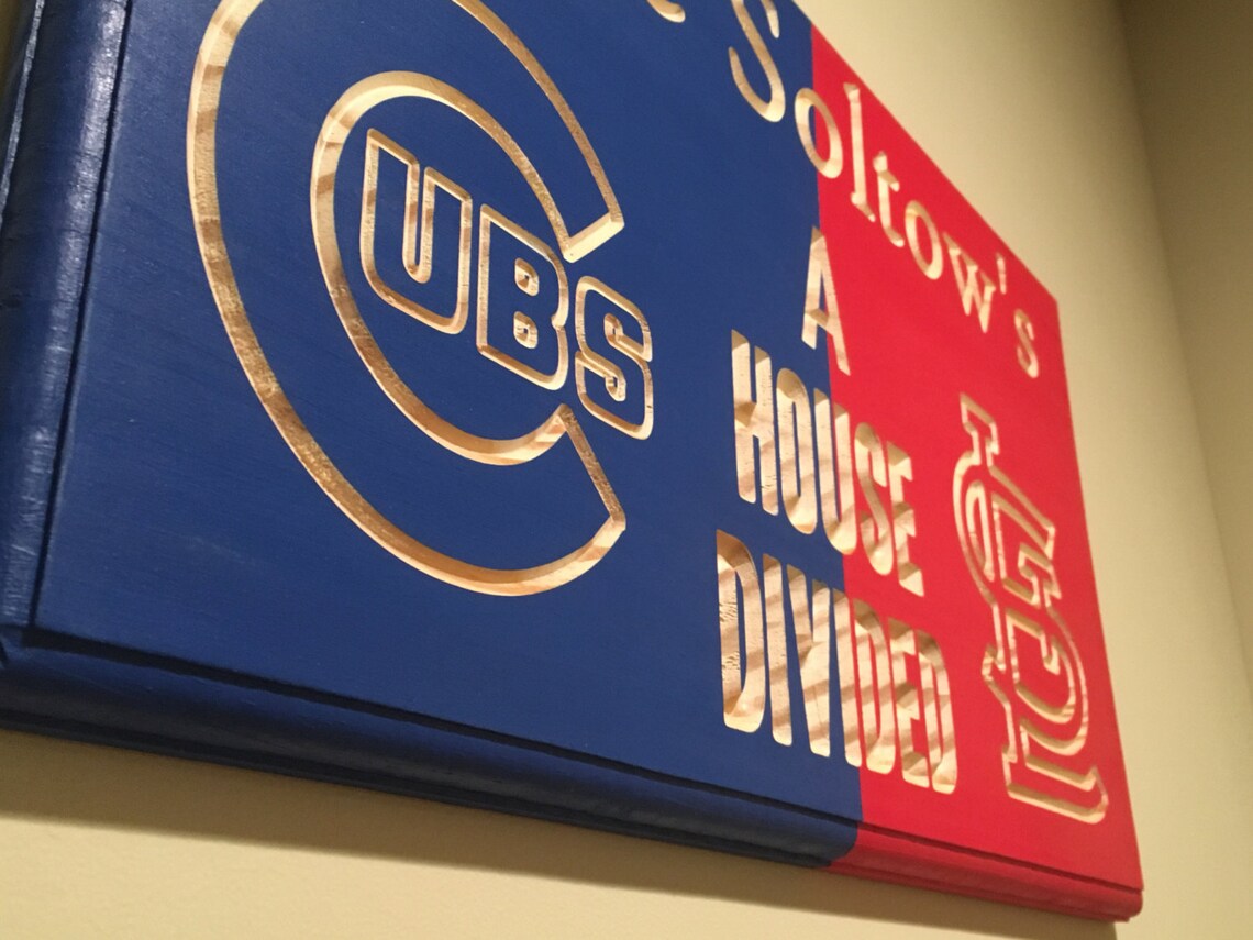 A House Divided Sports Carved Wood Sign Customize Family Etsy