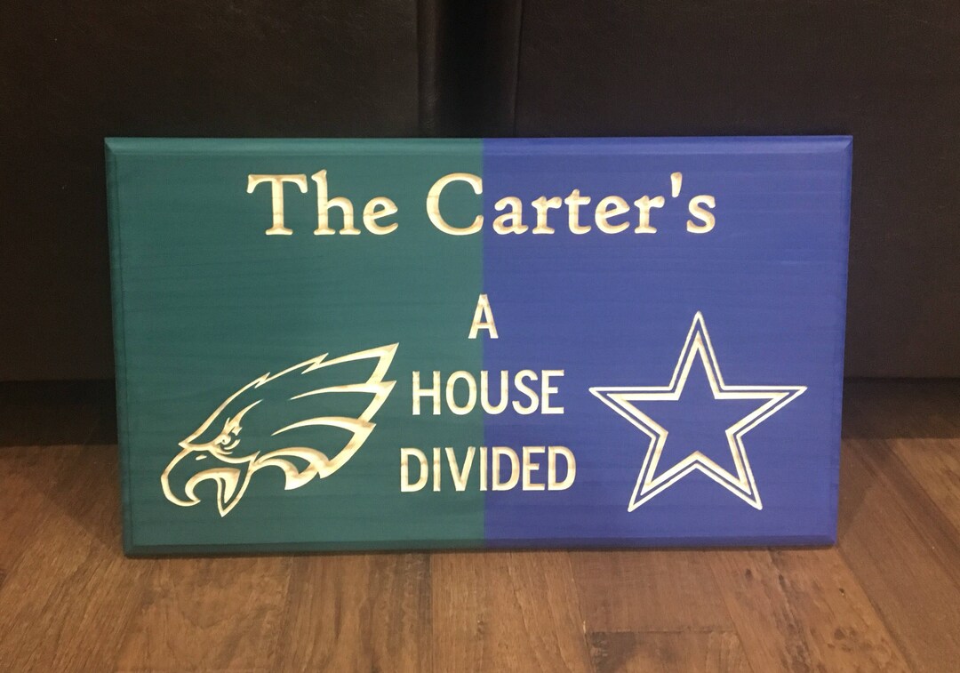 A House Divided NFL Football Carved Wood Sign Customize Etsy