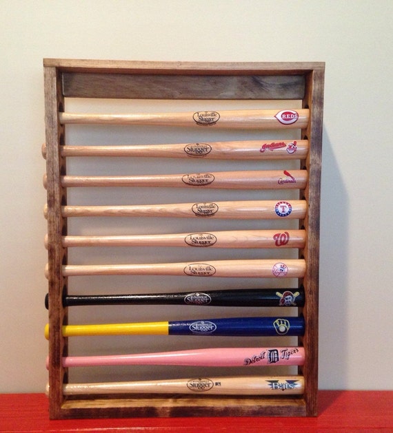 10 Mini Baseball Bat Display Holder Rack Table Top Or Wall - Wall Mount Baseball Bat Display 10 Mini Baseball Bat Display Holder Rack Table Top Or Wall - Wall Mount Baseball Bat Display