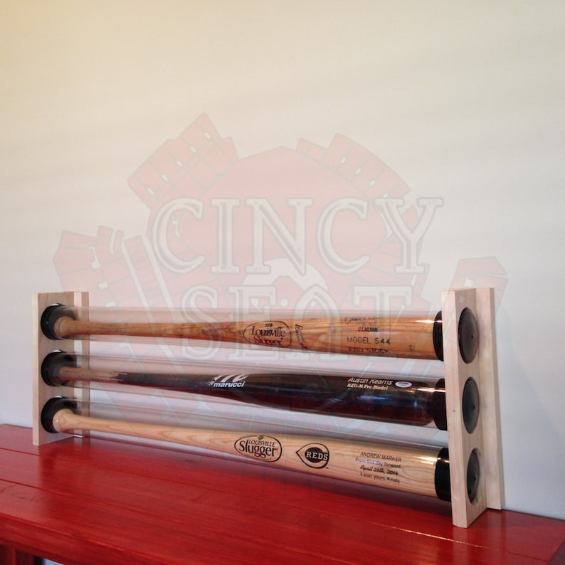 3 Baseball Bat Display Holder Rack Wall Mount Holds 3 Full Etsy