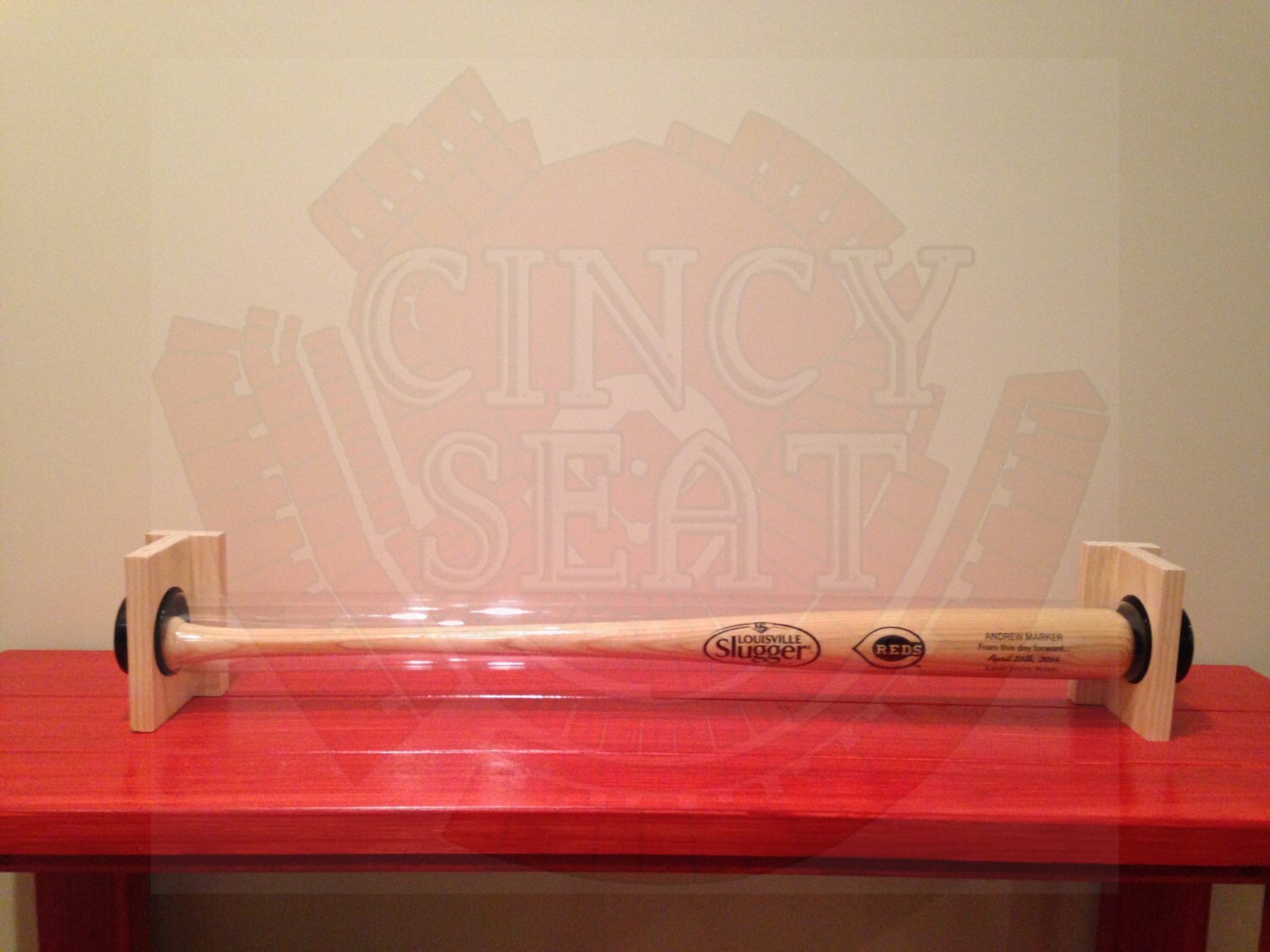SNAP ON LOUISVILLE SLUGGER BAT & WILSON BASEBALL & ACRYLIC WALL HANG