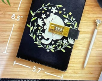 Diario adorable con temática de gato con candado, diario con candado con bolígrafo de diamante, cuaderno con candado de 192 páginas, diario con candado con líneas, cuero sintético