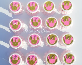 12 Rosa y Oro Minnie Candy Container Pink and Gold Minnie Birthday, Minnie Mouse Party Favor, Minnie Party Container, Minnie Center Piece