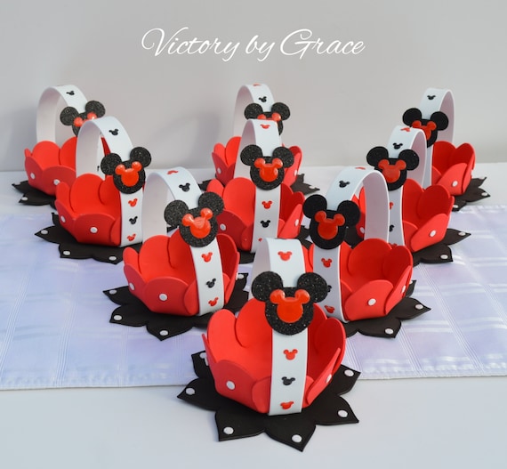 Mickey Birthday, Red Mickey Mouse Goody Favors, Mickey  Party Bags, Mickey Mouse Favors, Mickey Favors, Mickey Toppers, Mickey Center Piece