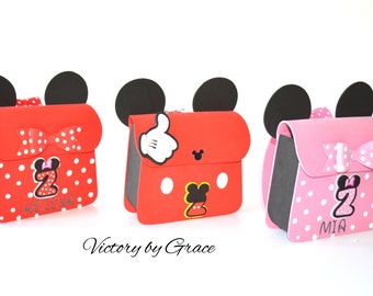 Minnie Birthday, Minnie Mouse Goody Bags, Red Minnie Party Bags, Minnie Mouse Favors, Pink Minnie Favors, Minnie Toppers Minnie Center Piece