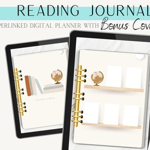 Digital Reading Planner and Journal, Book Shelf, Reading Log, Reading Tracker Reading Planner