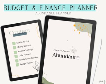 Financial Digital Planner | Aundance Budget Planner| 2022 Digital planner - Income and Credit card Tracker