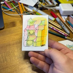 gebedskaart - meloenenhuis/my way-gebed; inkt en kleurpotlood: 2025
