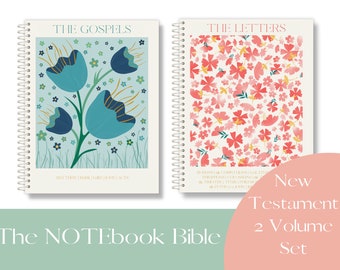 NOTEbook Bible New Testament 2 Volume Set | Matthew through Revelation | Spiral Books of the Bible | Bible Study | Journaling | KJV | NASB