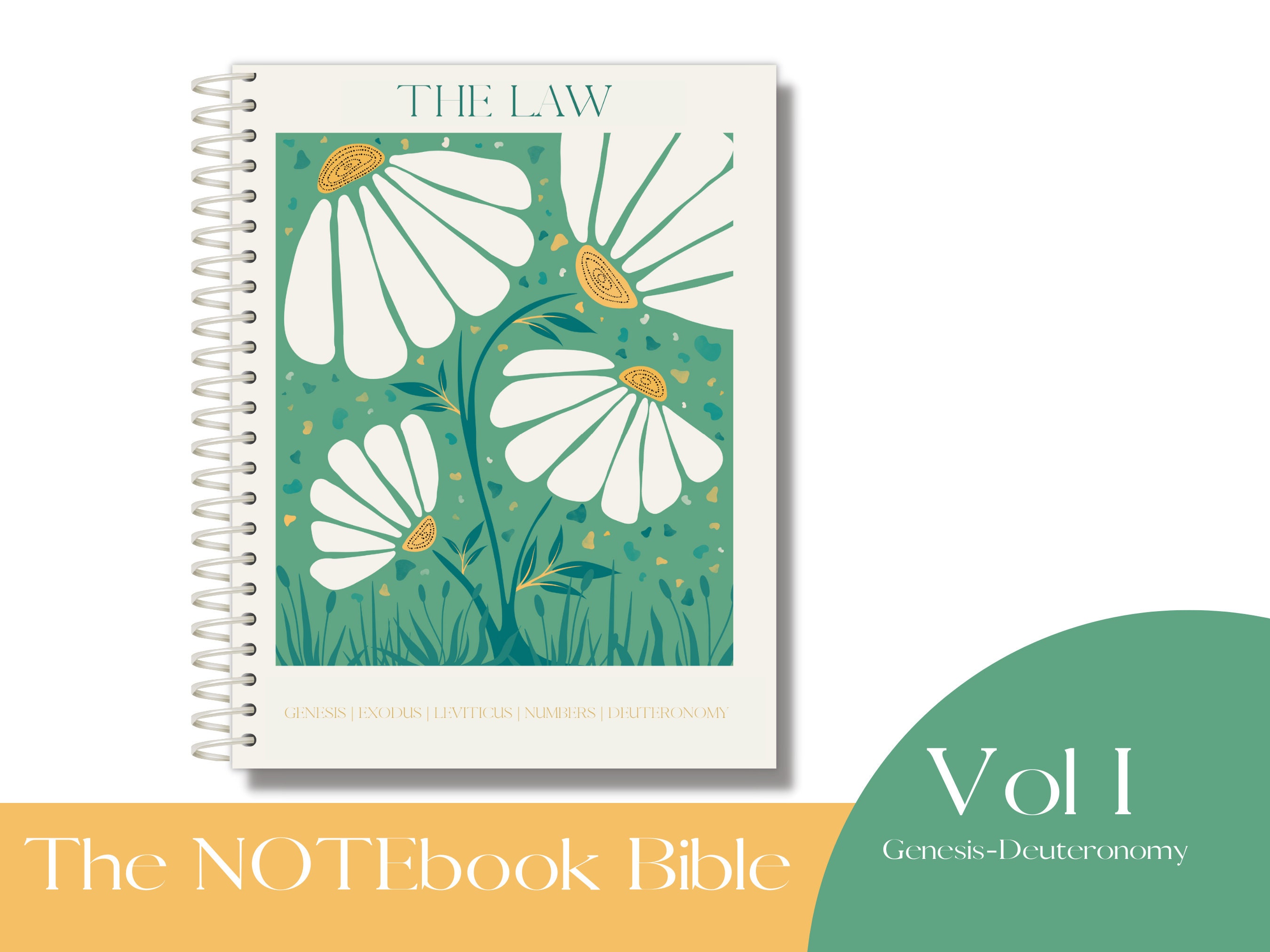 NOTEbook Bible Vol 1 | The Law | Genesis - Deuteronomy | Spiral Books of the Bible | Bible Study | Journaling | Devotional | KJV | NASB