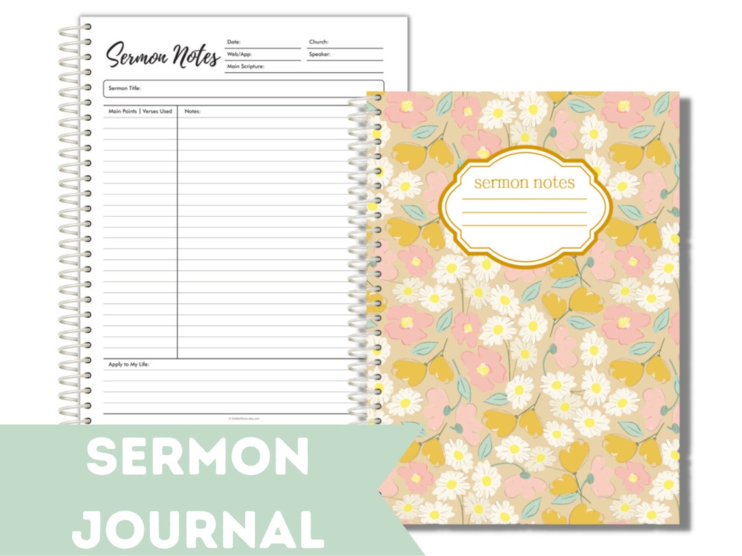 Sermon Notes Journal, Spiral Bound, Bible Study Notebook Etsy