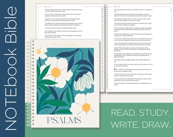 NOTEbook Bible | Book of Psalms | Individual Spiral Books of the Bible | Study | Bible Journaling | Devotional | KJV | NASB