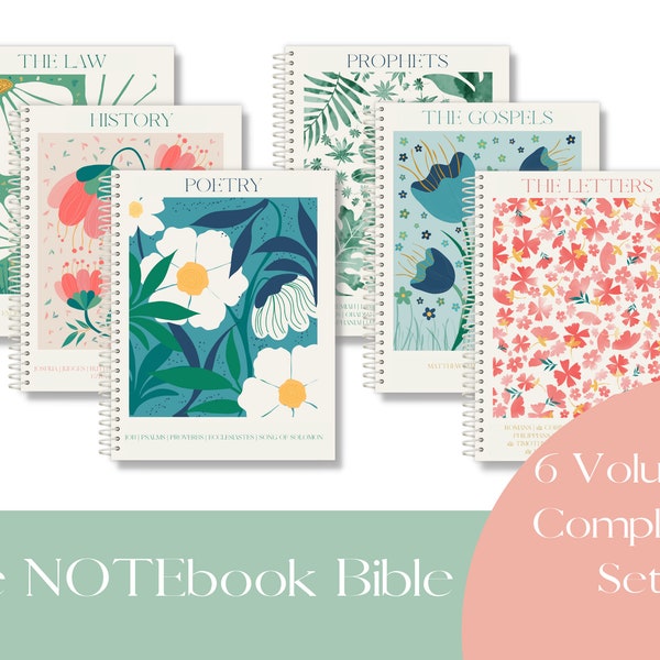 NOTEbook Bible Complete 6 Volume Set | Genesis through Revelation | Spiral Books of the Bible | Bible Study | Journaling | Devotional | NASB