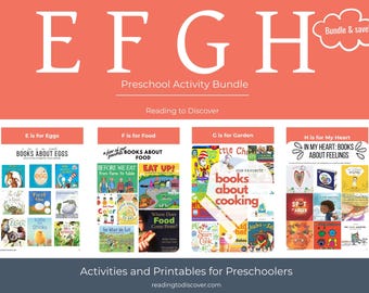 EFGH Preschool Activity Bundle | 4 Weeks E, F, G, H Themed Printables (PDF Download)