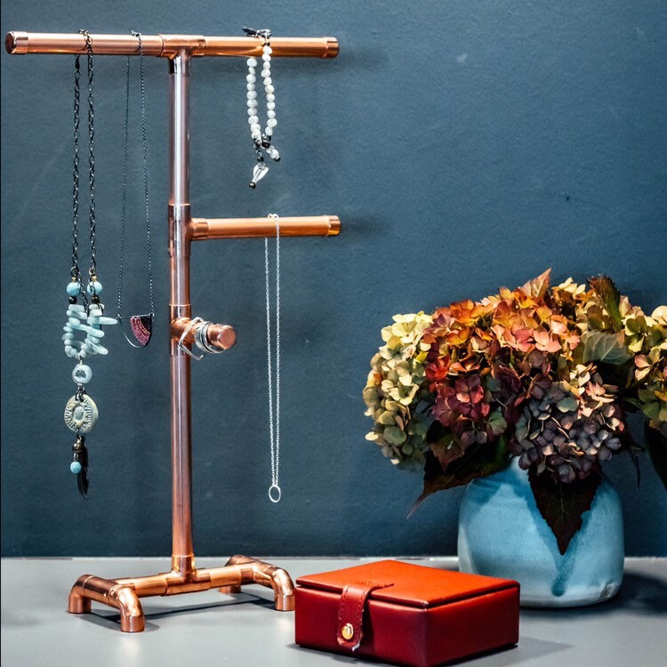 Jewellery stand copper pipe industrial necklace holder Etsy