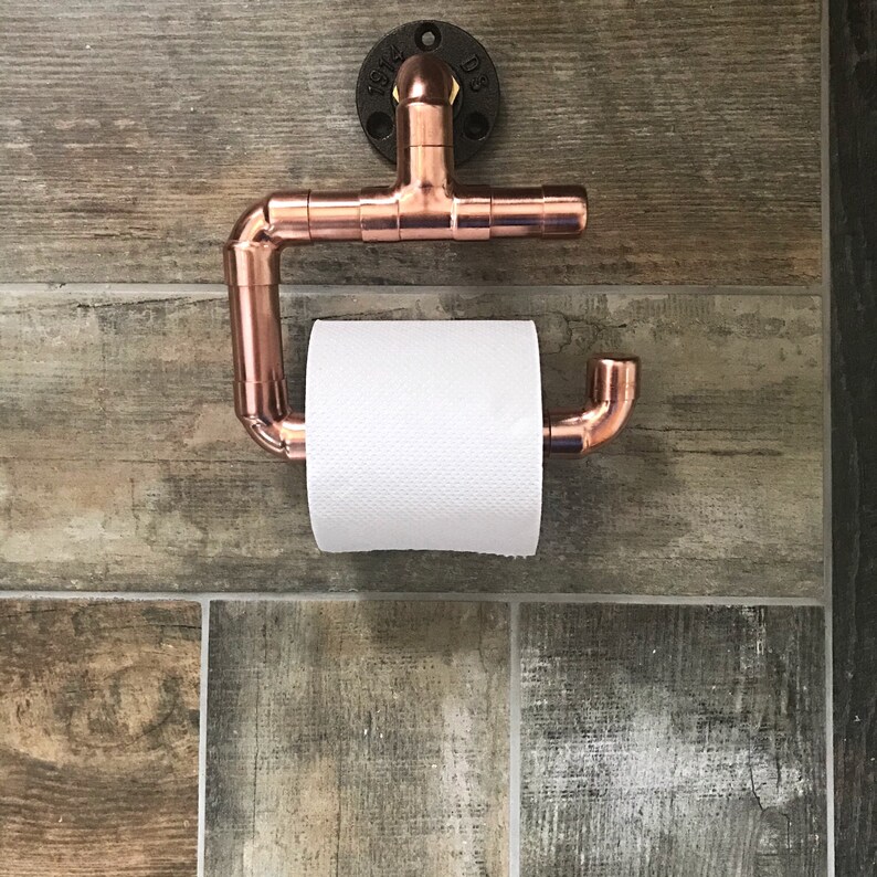 Industrial Copper Pipe Iron & Brass Toilet Roll Holder Etsy