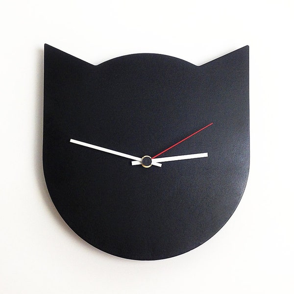 CAT Clock / Black / Modern Wall clock / Minimalist clock / by PopDekor / READY to ship